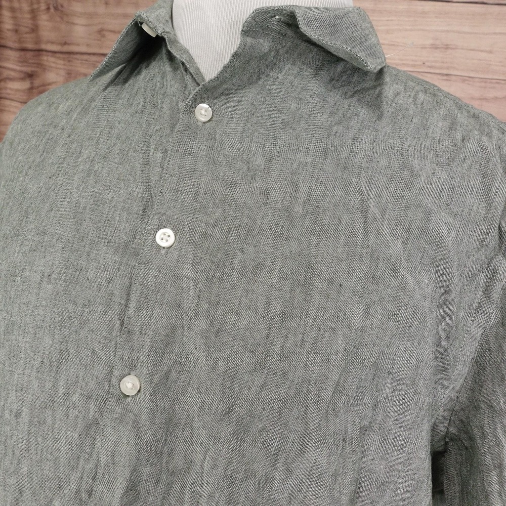 Stafford Shirt Mens XL Green Short Sleeve Button-Up Rayon Linen Blend Casual - Picture 2 of 8